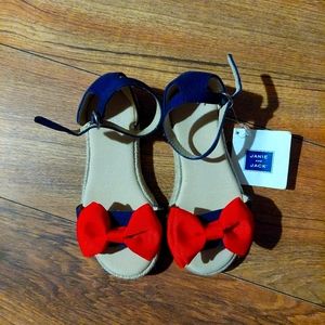 Janie & Jack red, blue bow sandals NWT size 9